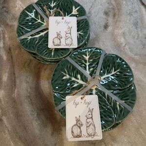 8 Maxcera Hip & Hop Green Cabbage Leaf 6” Cake Appetizer Spring Plates New Set 8